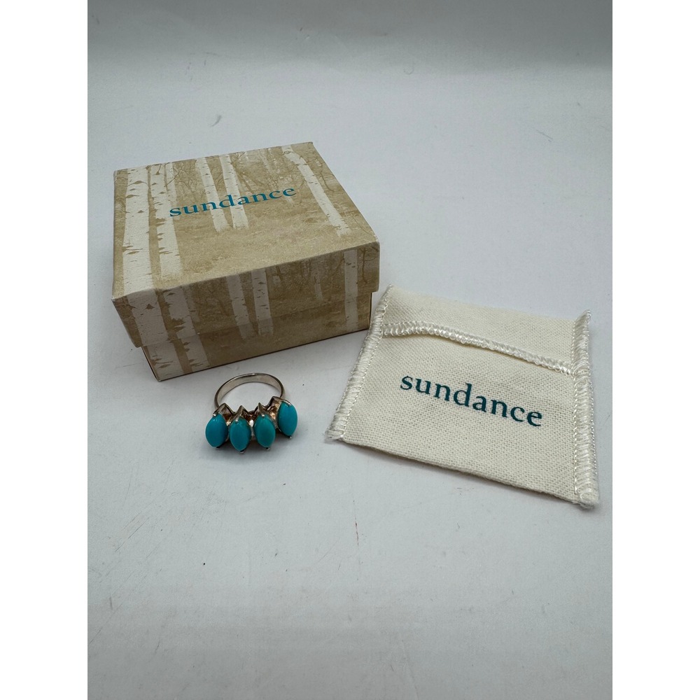 Sundance Turquoise Ring Women Size 6 Blue Excellent Sterling Silver Marquise